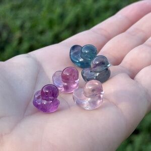 Mini Rainbow Fluorite Duck Crystal Carving | One Piece